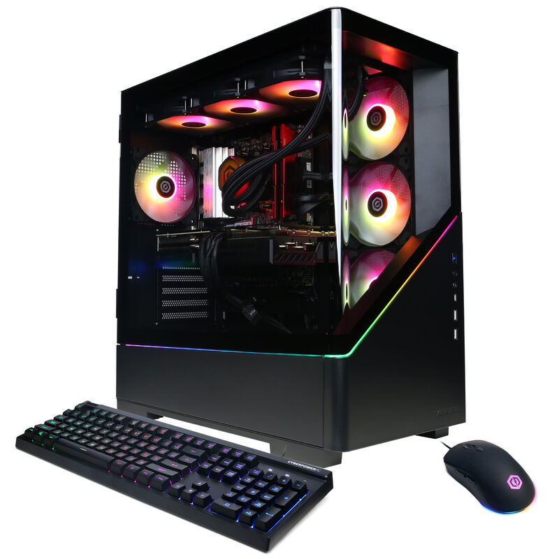 CyberPowerPC Gamer Supreme Desktop with AMD Ryzen 7 9850X 3D, 4.7GHz, 8-Core CPU, AMD Radeon RX 9070 XT, 16 GB VRAM GPU, 32 GB RAM, 2 TB SSD & Windows 11 Home - Black, , hires