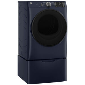 GE 28 in. 7.8 cu. ft. Smart Stackable Gas Dryer with Sanitize Cycle & Sensor Dry - Sapphire Blue, Sapphire Blue, hires