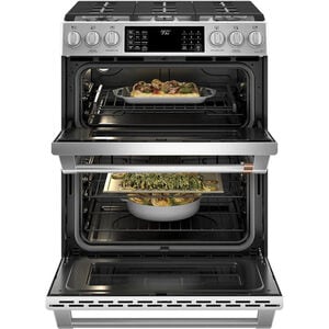 Cafe 30 in. 7 cu. ft. Smart Air Fry True European Convection Double Oven Slide-In Dual Fuel Range with 6 Sealed Burners & Griddle - Stainless Steel, Stainless Steel, hires