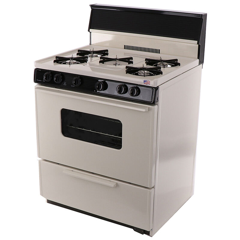 Premier 30 in. 3.9 cu. ft. Oven Freestanding Gas Range with 5 Open Burners  & Griddle - Bisque