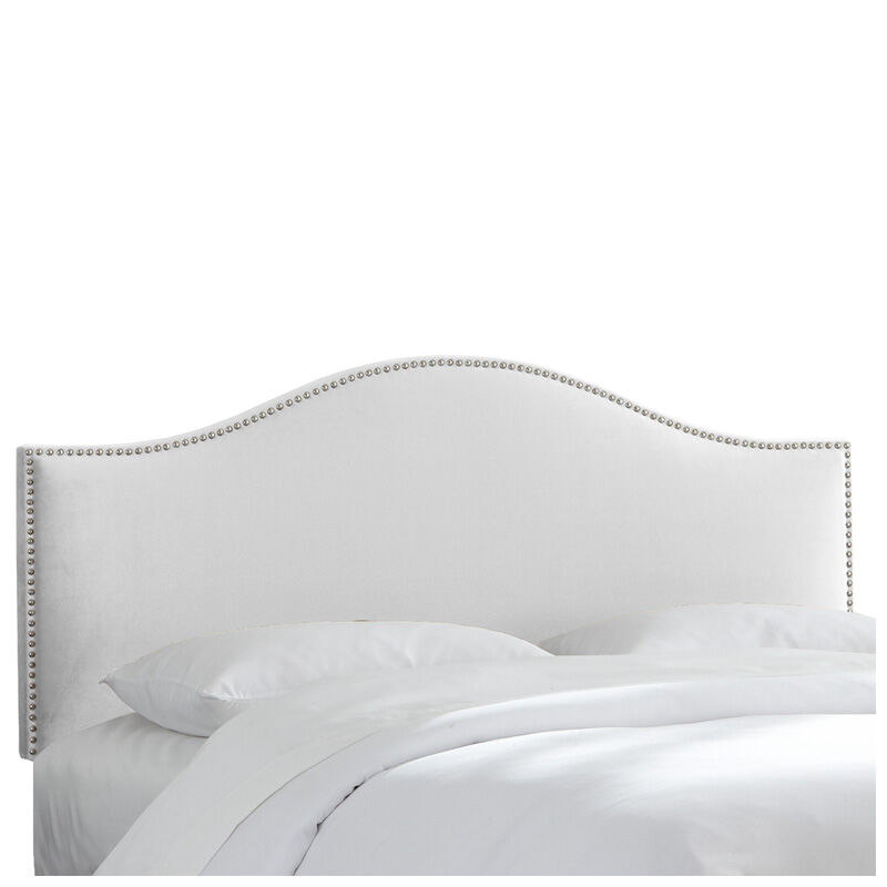 Skyline Furniture Nail Button Micro-Suede Fabric Twin Size Upholstered Headboard - White, White, hires