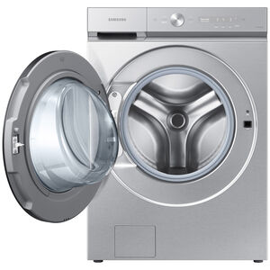 Samsung Bespoke 5.3 cu. ft. Smart Stackable Front Load Washer with Super Speed Wash & AI Smart Dial - Silver Steel, Silver Steel, hires