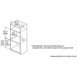 Bosch 800 Series 27 in. 1.6 cu. ft. 1000W Built-In Microwave with Convection & Sensor Cooking - Stainless Steel, , hires