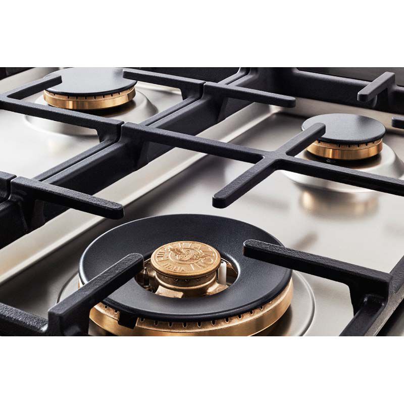 Bertazzoni Master Series 36 in. 5-Burner Natural Gas Cooktop with Brass Simmer Burner & Brass Power Burner - Stainless Steel, , hires