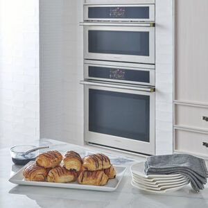 Monogram Statement Series 30 in. 5 cu. ft. Smart Speed Electric Single Wall Oven with True European Convection - Stainless Steel, , hires