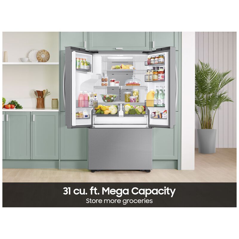 Samsung Bespoke 36 in. 30.5 cu. ft. Smart French Door Refrigerator with Ice & Water Dispenser - Fingerprint Resistant Stainless Steel, , hires