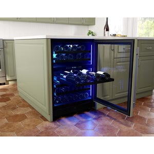 Zephyr Presrv Series 24 in. Undercounter Wine Cooler with Wood Racks, Dual Temperature Zones & 45 Bottle Capacity - Custom Panel Ready, , hires