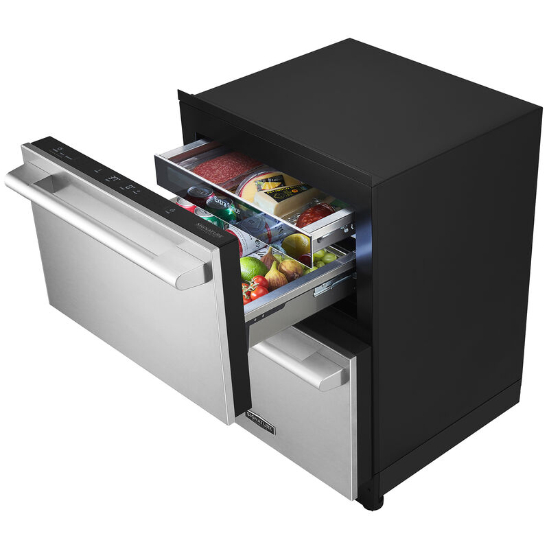 Signature Kitchen Suite 24 in. 3.4 cu. ft. Smart Double Refrigerator & Freezer Drawer - Custom Panel Ready, , hires