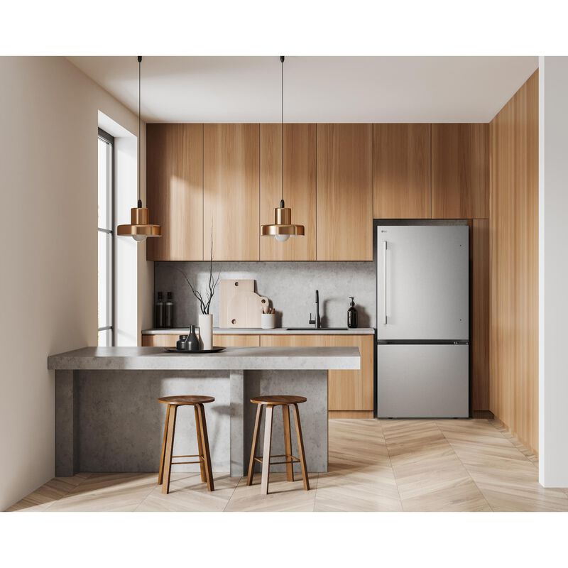 LG 33 in. 25.5 cu. ft. Smart Bottom Freezer Refrigerator with Ice Maker - PrintProof Stainless Steel, , hires