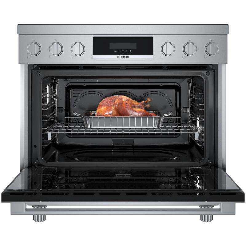 Bosch 800 Series 36 in. 3.7 cu. ft. True European Convection Electric Range with 5 Induction Burners - Stainless Steel, , hires