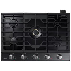 Samsung 36 in. 5-Burner Smart Natural Gas Cooktop with Griddle, Simmer Burner & Power Burner - Black Stainless, Black Stainless, hires
