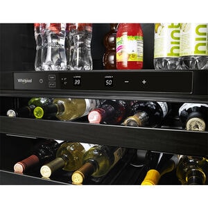 Whirlpool 24 in. 5.2 cu. ft. Beverage Center with 14 Bottle Wine Storage, Dual Zone & Digital Control - Stainless Steel, , hires