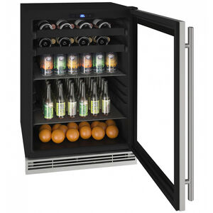 U-Line 1 Class Series 24 in. 5.5 cu. ft. Built-In/Freestanding Beverage Center with Adjustable Shelves & Digital Control - Stainless Steel, Stainless Steel, hires