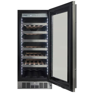 Danby Silhouette Pro 15 in. Undercounter Wine Cooler with Wood Racks, Single Temperature Zone & 28 Bottle Capacity - Stainless Steel, , hires