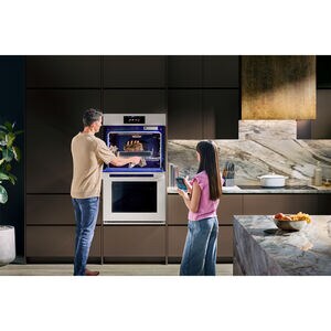 Signature Kitchen Suite Transitional 30 in. 9.4 cu. ft. Smart Top Control SteamElectric Double Wall Oven with True European Convection - Stainless Steel, , hires