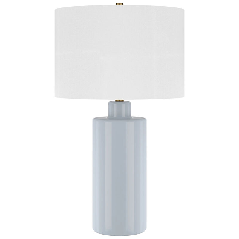 Hudson & Canal Selina 25" Tall Ceramic Table Lamp with Fabric Shade - Smoky Blue, , hires