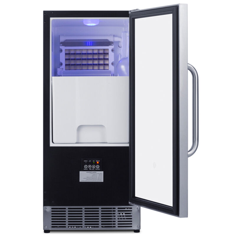 Summit 15 in. Built-In Undercounter Commercial-Use Ice Maker with 25 lb. Ice Storage, Auto-Defrost & Digital Control - Stainless Steel, , hires