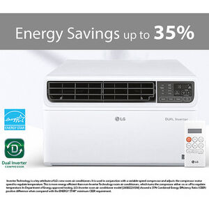 LG 8,500 BTU 115V Smart Energy Star Window/Wall Air Conditioner with Inverter, 3 Fan Speeds, Sleep Mode & Remote Control - White, , hires