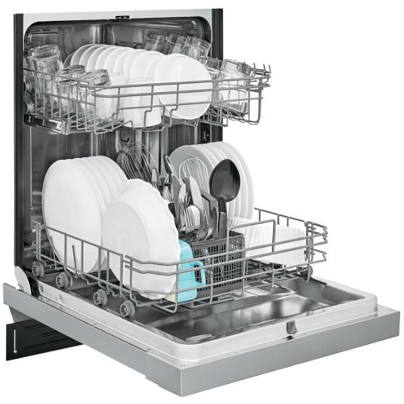 Frigidaire 24 in. Front Control Dishwasher with 52 dBa Sound Level & Pocket - Stainless Steel, Stainless Steel, hires