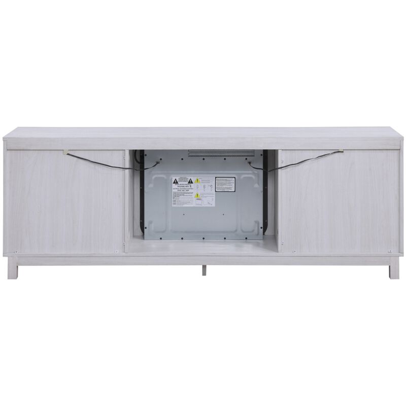 Lilola Summit 70"W White Walnut Finish TV Stand Console with Fireplace and Heater, , hires