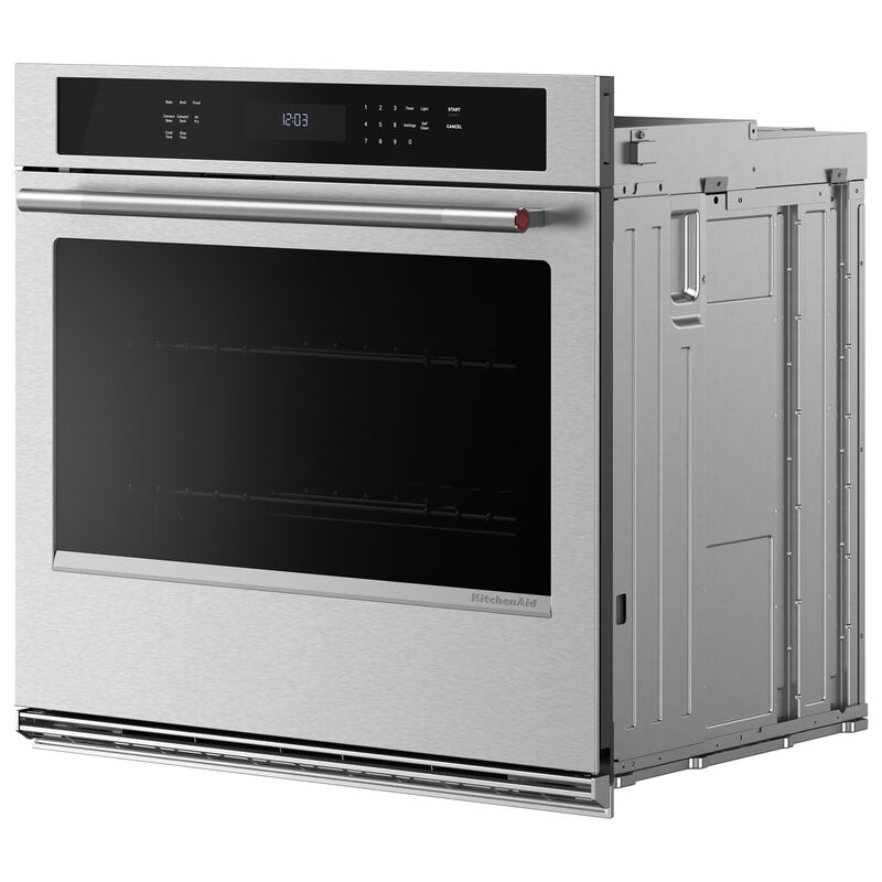 KitchenAid 30 in. 5.0 cu. ft. Electric Single Wall Oven with True European Convection - Stainless Steel with PrintShield Finish, , hires