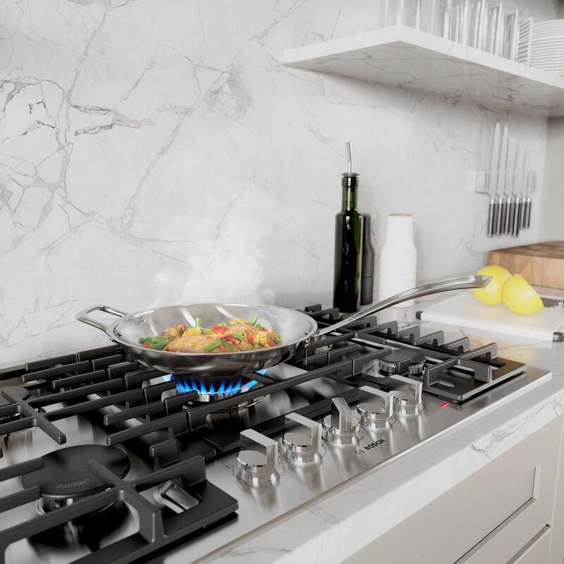 Bosch 500 Series 36 in. 5-Burner Natural Gas Cooktop with Simmer Burner & Power Burner - Stainless Steel, , hires