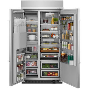 KitchenAid 42 in. 25.1 cu. ft Built-In. Counter Depth Side-by-Side Refrigerator with External Ice & Water Dispenser - Stainless Steel with PrintShield Finish, , hires