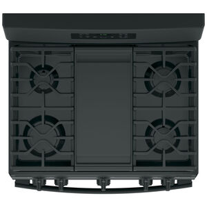 GE 30 in. 5 cu. ft. Gas Range with 5 Sealed Burners & Griddle - Black, Black, hires
