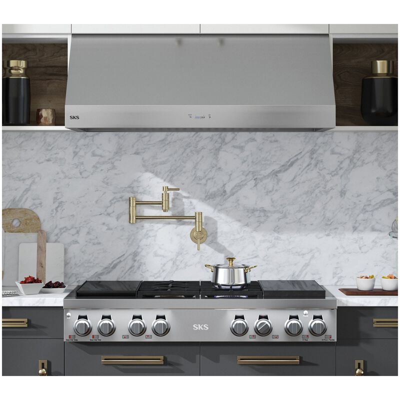 SKS 48 in. Smart Ducted Canopy Pro Style Range Hood with 650 CFM, 5 Fan Speeds & 1 LED Light - Stainless Steel, , hires