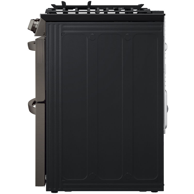 LG InstaView 30 in. 6.9 cu. ft. Smart Air Fry True European Convection Double Oven Slide-In Gas Range with 5 Sealed Burners & Griddle - PrintProof Black Stainless Steel, PrintProof Black Stainless Steel, hires