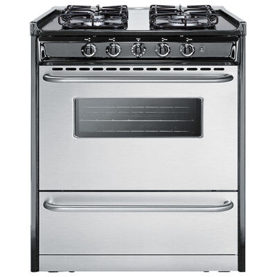 Summit 30 in. 3.7 cu. ft. Oven Slide-In Natural Gas Range with 4 Sealed Burners - Stainless Steel | TTM21027BRSW