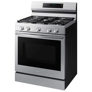 Samsung 30 in. 6 cu. ft. Smart Air Fry True European Convection Gas Range with 5 Sealed Burners & Griddle - Stainless Steel, Stainless Steel, hires