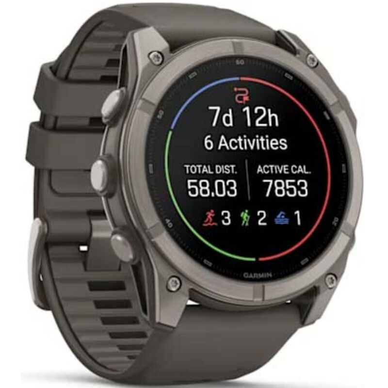 Garmin fenix 9 51 mm, AMOLED Smart Watch - Titanium with Pebble Gray Silicone Band, , hires