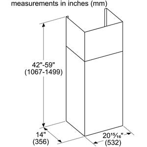 Thermador Telescoping Duct Cover for Professional Chimney Wall Hood, , hires