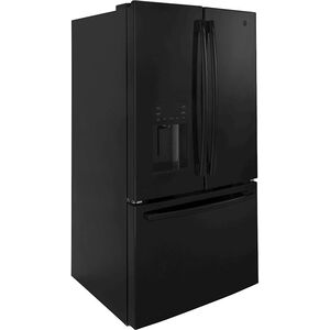 GE 36 in. 25.6 cu. ft. French Door Refrigerator with External Ice & Water Dispenser - Black, Black, hires