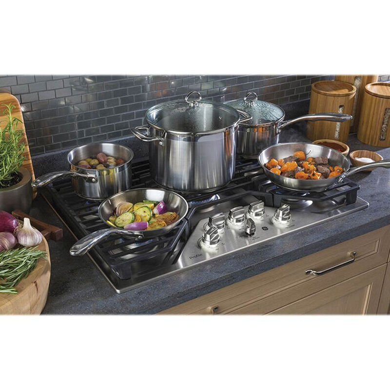 GE Profile 30 in. Natural Gas Cooktop with 5 Sealed Burners & Griddle - Stainless Steel, , hires