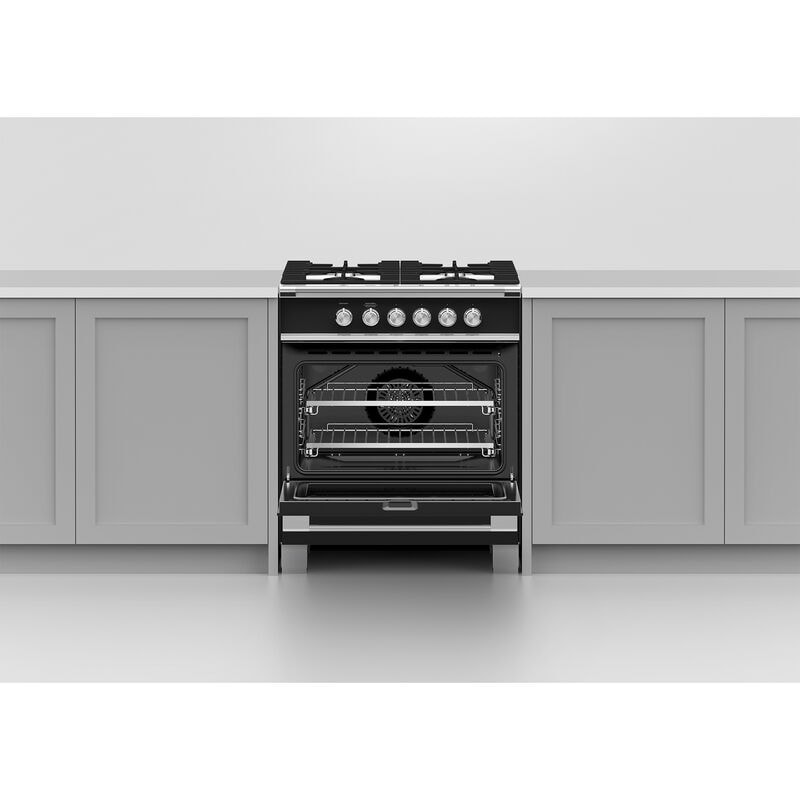Fisher & Paykel Series 7 30 in. 3.5 cu. ft. Standard Convection Gas Range with 4 Sealed Burners - Black, , hires