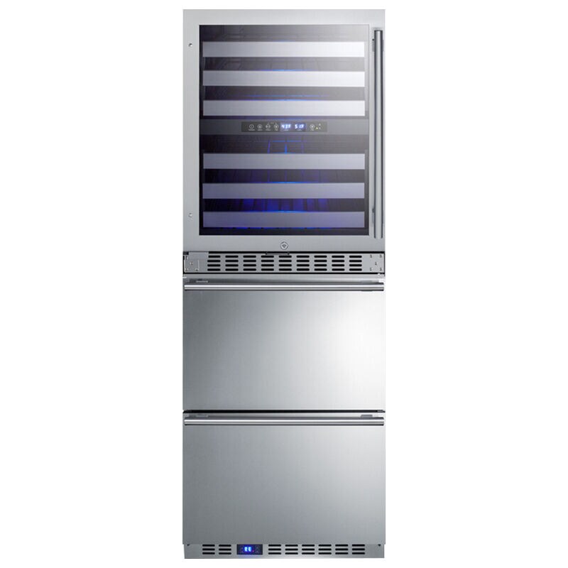Summit 24 in. 3.4 cu. ft. Double Refrigerator Drawers with Dual-Zone Wine Cellar - Stainless Steel, , hires