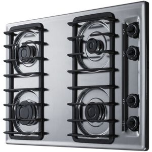 Summit 30 in. 4-Burner Natural Gas Cooktop with Simmer Burner - Stainless Steel Look, , hires