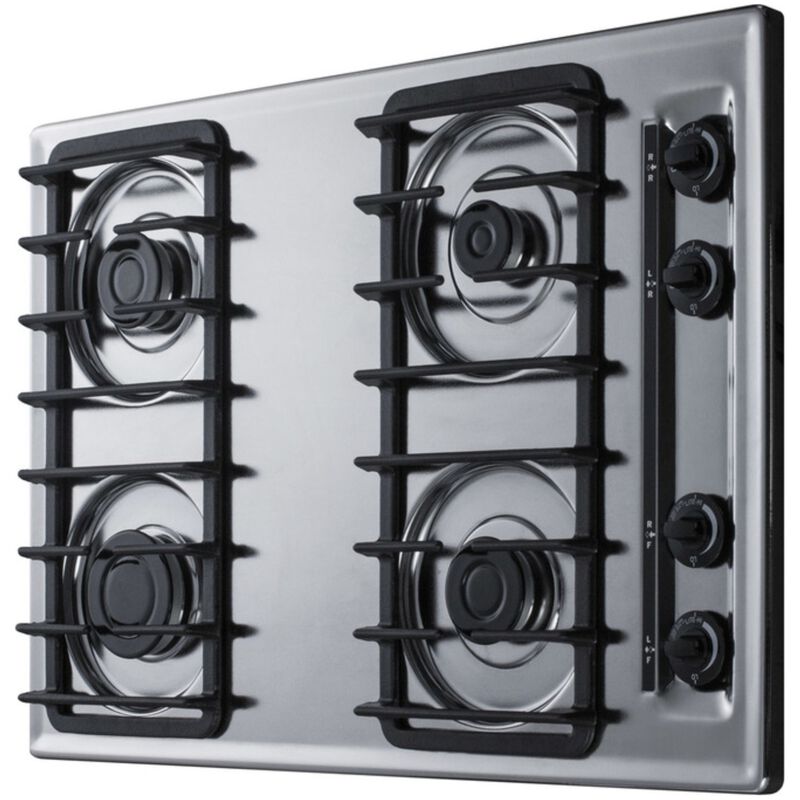 Summit 30 in. 4-Burner Natural Gas Cooktop with Simmer Burner - Stainless Steel Look, , hires