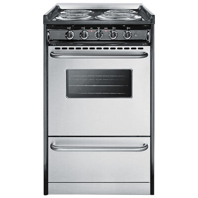 Summit 20 in. 2.4 cu. ft. Oven Slide-In Electric Range with 4 Coil Burners - Stainless Steel | TEM110BRWY