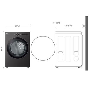 LG 27 in. 7.4 cu. ft. Smart Stackable Gas Dryer with AI Sensor Dry, TurboSteam, Sanitize & Steam Cycle - Black, Black, hires