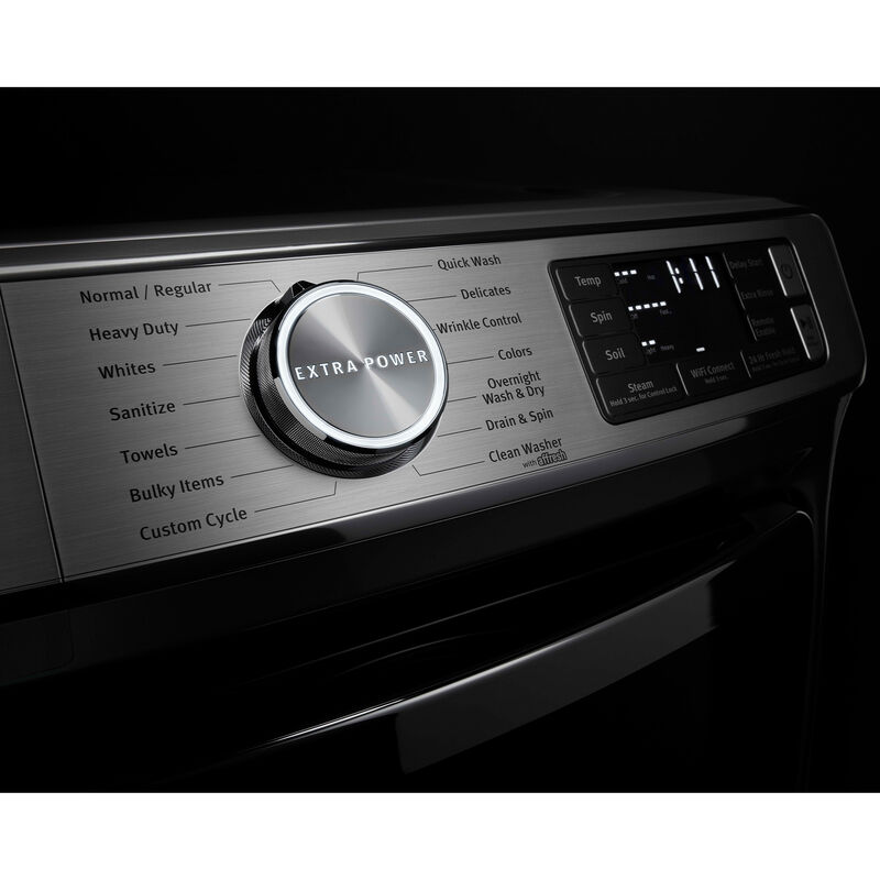 Maytag 27 in. 5.0 cu. ft. Smart Stackable Front Load Washer with Extra Power, 24-Hr Fresh Hold Option, Sanitize & Steam Wash Cycle - Metallic Slate, Metallic Slate, hires