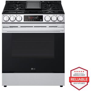 LG 30 in. 6.3 cu. ft. Smart Air-Fry Standard Convection Slide-In Gas Range with 5 Sealed Burners & Griddle - PrintProof Stainless Steel, , hires