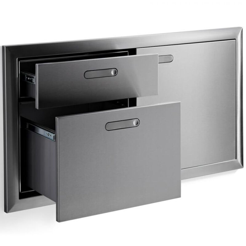 Lynx Ventana 42 in. Storage Door & Double Drawer Combination - Stainless Steel, , hires