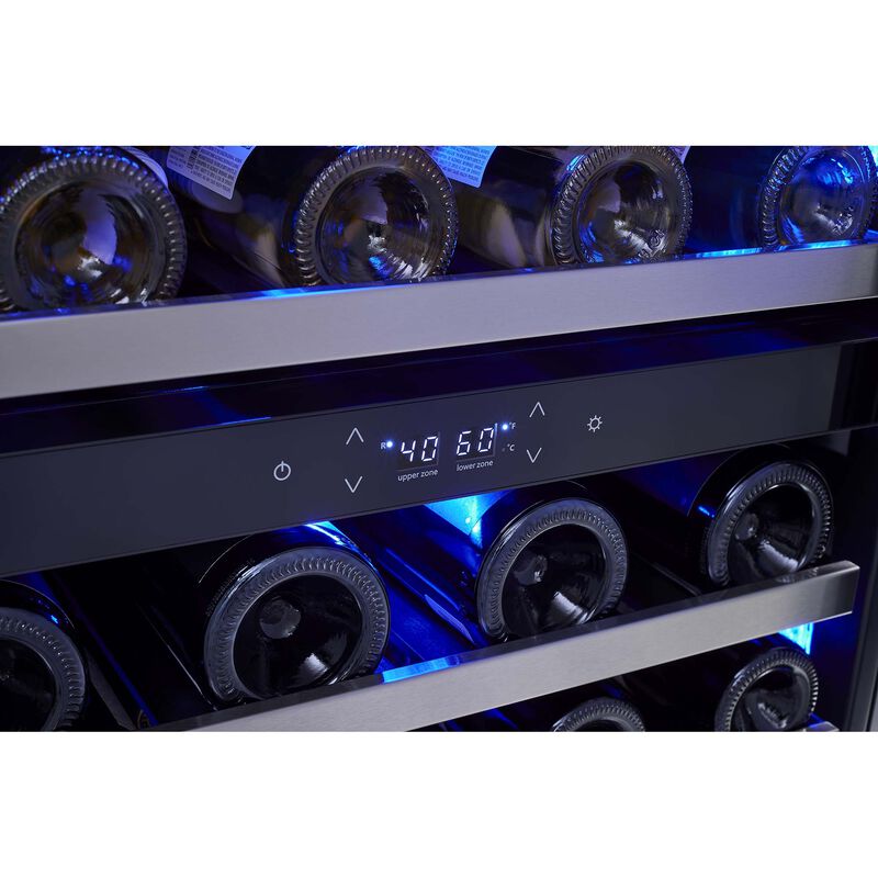 Zephyr Presrv Series 24 in. Undercounter Wine Cooler with Wood Racks, Dual Temperature Zones & 45 Bottle Capacity - Stainless Steel, , hires
