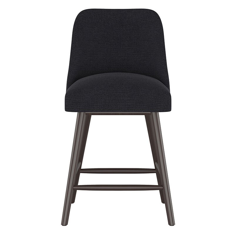 Skyline Furniture Modern Mid Century Counter Height Stool in Linen Fabric - Black, , hires