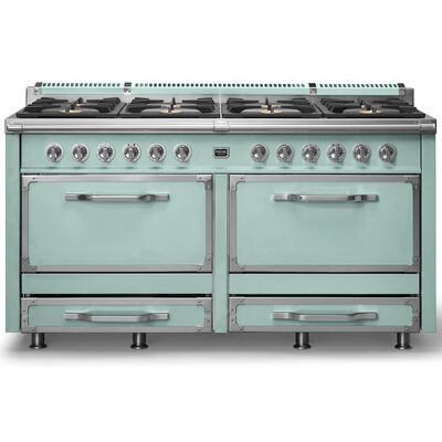 Viking Tuscany Series 66 in. 7.6 cu. ft. True European Convection Double Oven Dual Fuel Range with 8 Sealed Burners - Splash | TVDR6618BSP