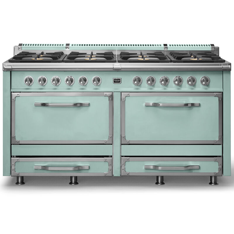 Viking Tuscany Series 66 in. 7.6 cu. ft. True European Convection Double Oven Dual Fuel Range with 8 Sealed Burners - Splash, , hires