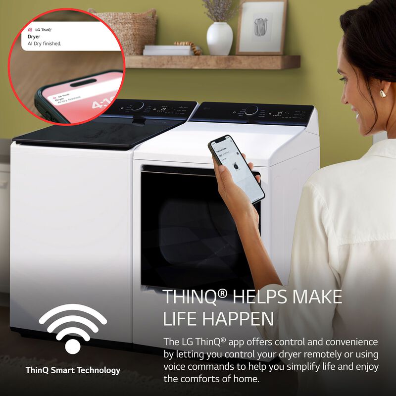 LG 27 in. 7.3 cu. ft. Smart Electric Dryer with EasyLoad Door & AI Sensor Dry - Alpine White, Alpine White, hires